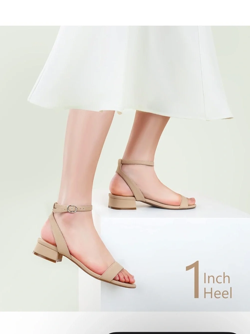 Nude Ankle-Strap Wedge Sandals